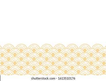 Japanese pattern with gold waves . Abstract oriental background vector illustration.