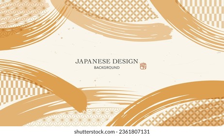 Japanese pattern and golden brush background design.