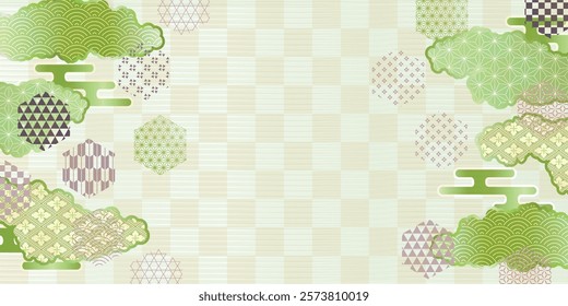 Japanese Pattern Green Pattern Background