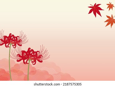 Japanese Pattern Higanbana and Autumn Leaves Background