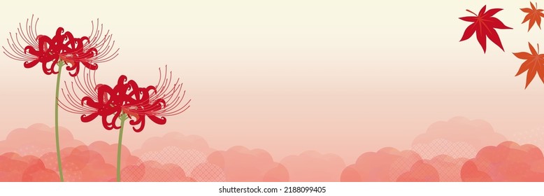 Japanese Pattern Higanbana and Autumn Leaves Background