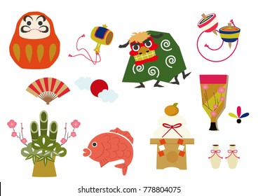 Japanese pattern icon collection.
A symbol of lucky goods.