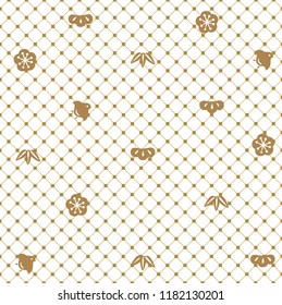 Japanese pattern and icon vector. Gold geometric background.