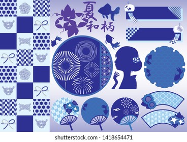 Japanese pattern image of summer / This is Japanese meaning that it is summer Japanese pattern image