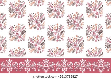 japanese pattern inspired seamless botanical border design for wall prints and ornamental textile applications

