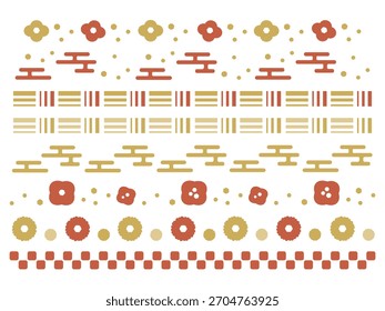 Material de conjunto de ilustración de línea de patrón japonés