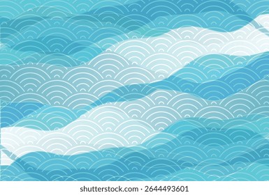 Japanese Pattern Nengajo Blue Background