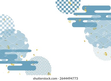 Japanese Pattern Nengajo Blue Background