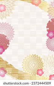 Japanese Pattern Nengajo Chrysanthemum Background