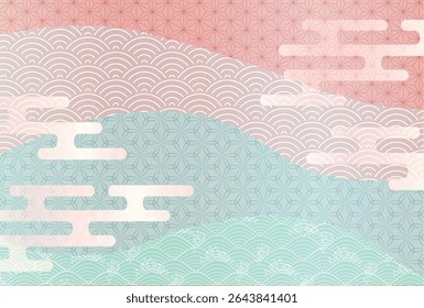 Japanese Pattern Nengajo Colorful Background