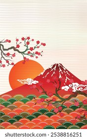 Japanese Pattern Nengajo Fuji Background
