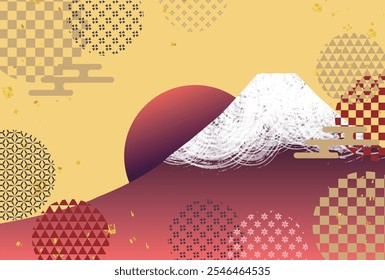 Japanese Pattern Nengajo Fuji Background