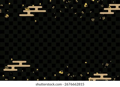 Japonês padrão Nengajo fundo dourado