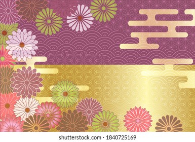 Japanese pattern New Year's card chrysanthemum background