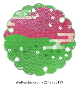 Japanese Pattern New Year's card Cherry blossoms Icons