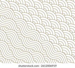 Japanese pattern in oriental geometric traditional style. Water wave line vector background