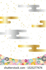 Japanese pattern of pine and flowers background material
