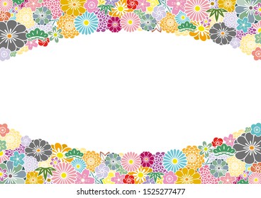 Japanese pattern of pine and flowers background material