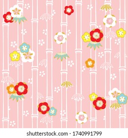 Japanese pattern plum blossom and bamboo  for new years card.