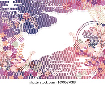 Japanese pattern sakura purple pink background