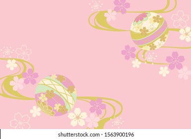 Japanese pattern of sakura and Temari ball