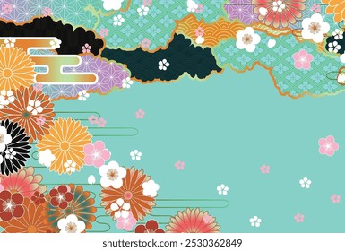 Japanese Pattern  Sakura  Ume  Nengajo  Background