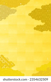 Tarjeta de bienvenida de Año Nuevo del Patrón Japonés de Nubes para el año del Dragón 2024, Ilustración vectorial