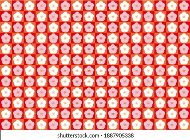 Japanese pattern seamless background with plum pattern (white and pink)