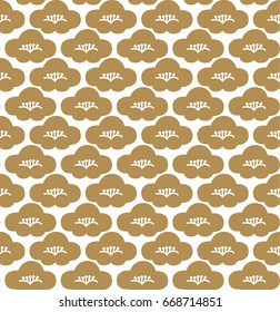 Japanese pattern seamless. Gold flower background. Flower elements.