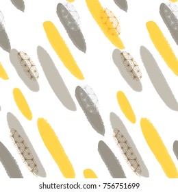 Japanese pattern seamless vector. Gray and yellow free form background for greeting cards, poster, wrapping paper, textile,