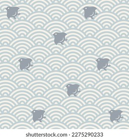 Japanese pattern SEIGAIHA background material vector illustration material