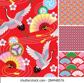 Conjunto de patrones japoneses. Ornamentos vectoriales impecables con motivos tradicionales.