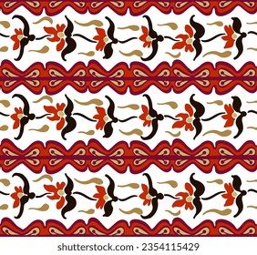 Japanese pattern with stripes and flowers. Folk embroidery. Indian, Scandinavian, Gypsy, Mexican, African carpet. Damask floral background. Geometric folk ornament. Tribal ethnic vector textures.