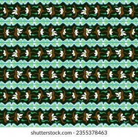 Japanese pattern with stripes and flowers. Folk embroidery. Indian, Scandinavian, Gypsy, Mexican, African carpet. Damask floral background. Geometric folk ornament. Tribal ethnic vector textures.