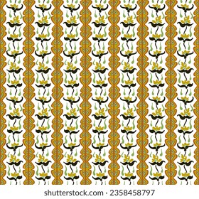 Japanese pattern with stripes and flowers. Folk embroidery. Indian, Scandinavian, Gypsy, Mexican, African carpet. Damask floral background. Geometric folk ornament. Tribal ethnic vector textures.