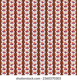Patrón japonés con rayas y flores. bordado popular. alfombra india, escandinava, gitana, mexicana, africana. Fondo floral de Damasco. Ornamento folclórico geométrico. Texturas vectoriales étnicas tribales.