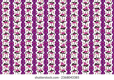 Japanese pattern with stripes and flowers. Folk embroidery. Indian, Scandinavian, Gypsy, Mexican, African carpet. Damask floral background. Geometric folk ornament. Tribal ethnic vector textures.