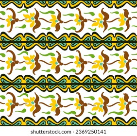 Japanese pattern with stripes and flowers. Folk embroidery. Indian, Scandinavian, Gypsy, Mexican, African carpet. Damask floral background. Geometric folk ornament. Tribal ethnic vector textures.