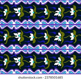 Japanese pattern with stripes and flowers. Folk embroidery. Indian, Scandinavian, Gypsy, Mexican, African carpet. Damask floral background. Geometric folk ornament. Tribal ethnic vector textures.