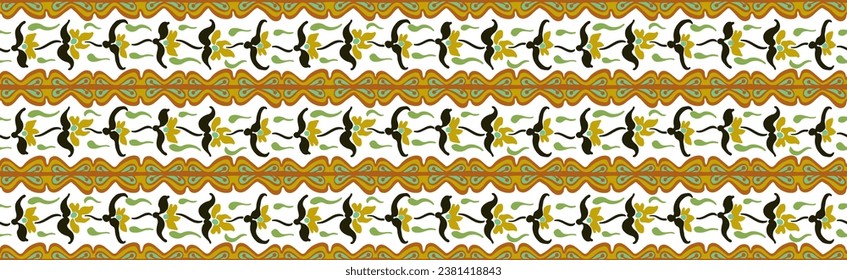 Japanese pattern with stripes and flowers. Folk embroidery. Indian, Scandinavian, Gypsy, Mexican, African carpet. Damask floral background. Geometric folk ornament. Tribal ethnic vector textures.