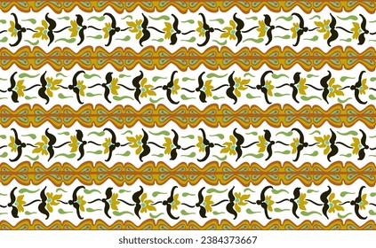 Patrón japonés con rayas y flores. bordado popular. alfombra india, escandinava, gitana, mexicana, africana. Fondo floral de Damasco. Ornamento folclórico geométrico. Texturas vectoriales étnicas tribales.