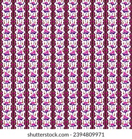 Japanese pattern with stripes and flowers. Folk embroidery. Indian, Scandinavian, Gypsy, Mexican, African carpet. Damask floral background. Geometric folk ornament. Tribal ethnic vector textures.