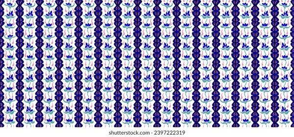 Patrón japonés con rayas y flores. bordado popular. alfombra india, escandinava, gitana, mexicana, africana. Fondo floral de Damasco. Ornamento folclórico geométrico. Texturas vectoriales étnicas tribales.