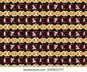 Japanese pattern with stripes and flowers. Folk embroidery. Indian, Scandinavian, Gypsy, Mexican, African carpet. Damask floral background. Geometric folk ornament. Tribal ethnic vector textures.