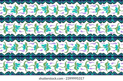 Patrón japonés con rayas y flores. bordado popular. alfombra india, escandinava, gitana, mexicana, africana. Fondo floral de Damasco. Ornamento folclórico geométrico. Texturas vectoriales étnicas tribales.