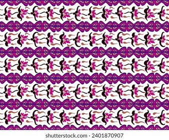 Japanese pattern with stripes and flowers. Folk embroidery. Indian, Scandinavian, Gypsy, Mexican, African carpet. Damask floral background. Geometric folk ornament. Tribal ethnic vector textures.