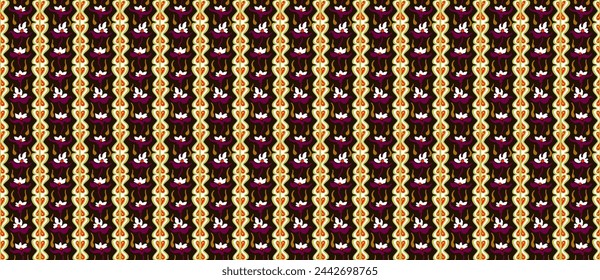 Japanese pattern with stripes and flowers. Folk embroidery. Indian, Scandinavian, Gypsy, Mexican, African carpet. Damask floral background. Geometric folk ornament. Tribal ethnic vector textures.