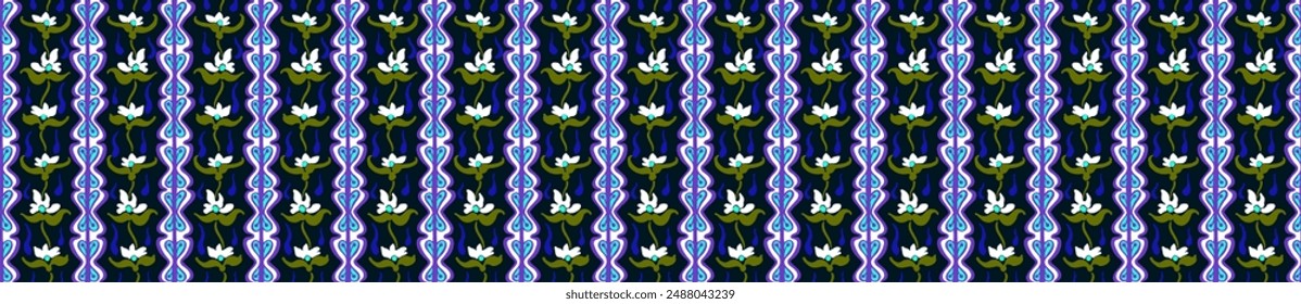 Japanese pattern with stripes and flowers. Folk embroidery. Indian, Scandinavian, Gypsy, Mexican, African carpet. Damask floral background. Geometric folk ornament. Tribal ethnic vector textures.