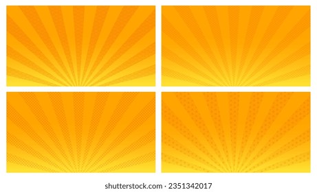 Japanese pattern sunburst background set yellow