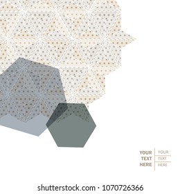 Japanese pattern template. Gold geometric template.